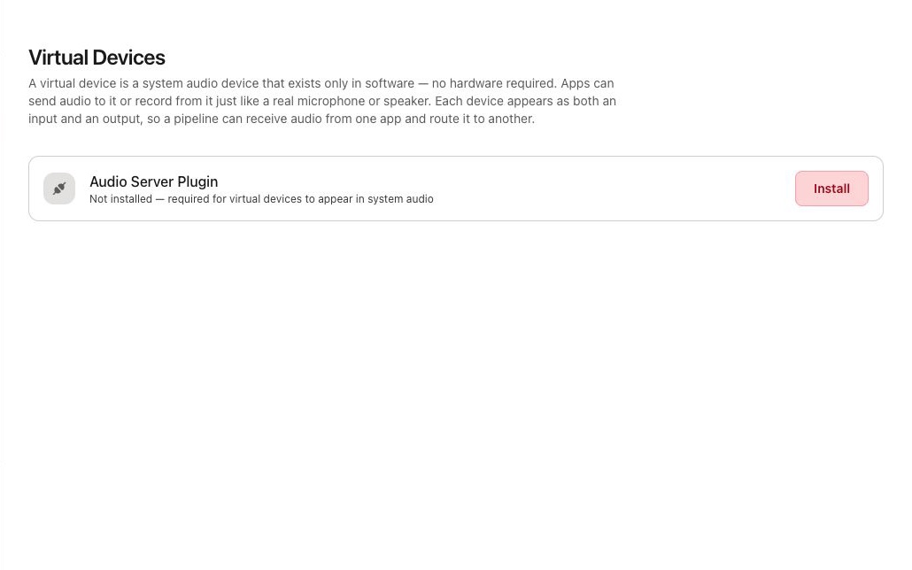 4ALL Signal virtual devices screen with audio server plug-in installation